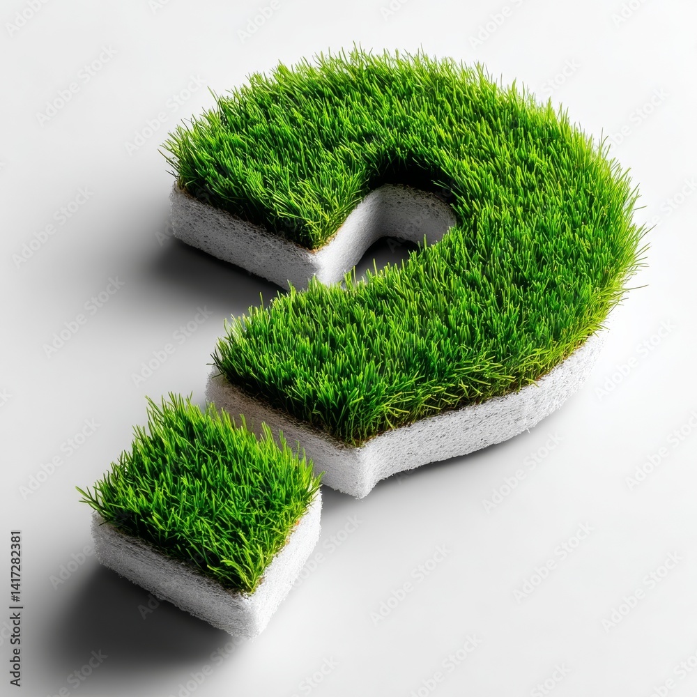 Environmental Question: A Lush Green Question Mark on a Clean White Background