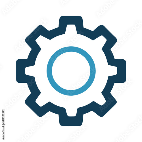 Blue Gear Icon on Black Background, Settings Concept
