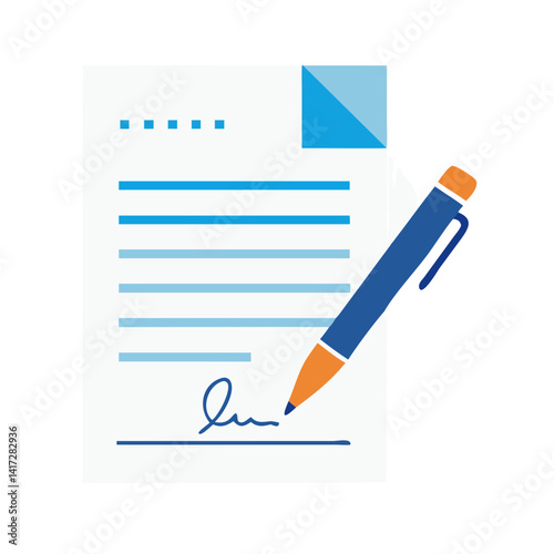 Contract agreement signature with pen vector illustration design