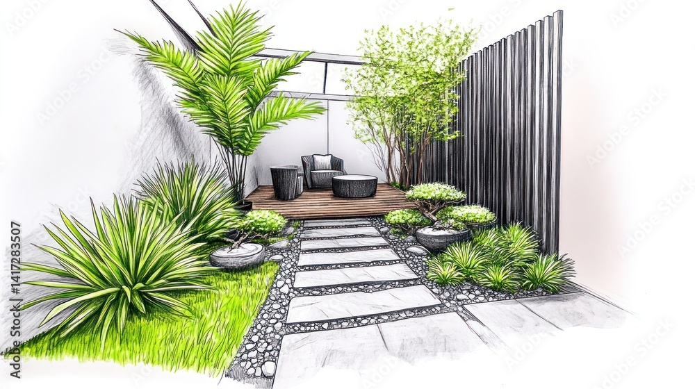 Obraz premium Modern Zen Garden Design Interior