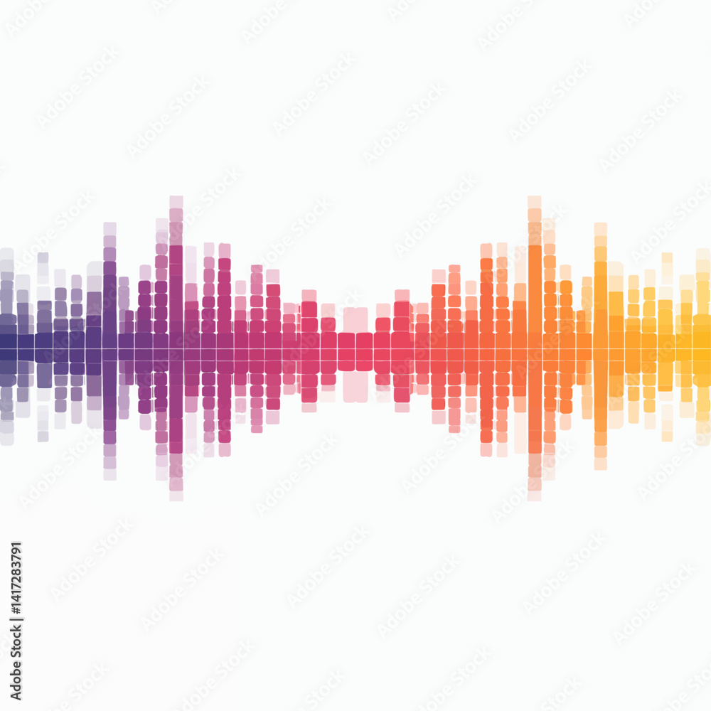 Obraz premium Audio Spectrum Equalizer with Gradient Squares on White