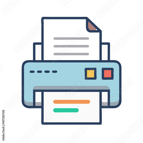 Cartoon Style Printer Illustration for Office Equipment Needs