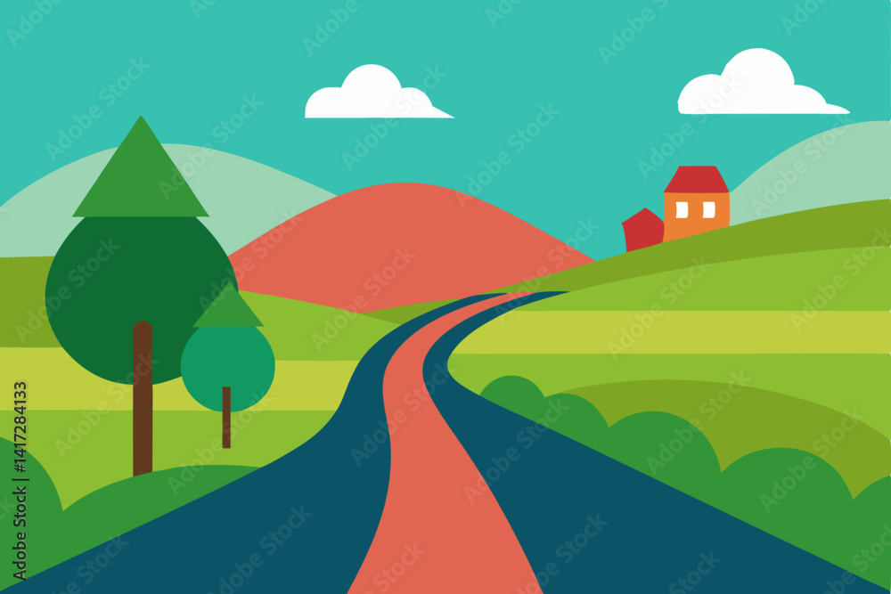 Fototapeta premium bicycle-road-in-countryside