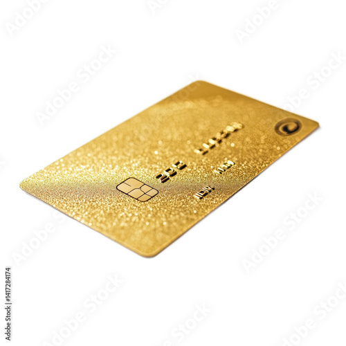A golden credit card angled, highlighting its premium appearance against a black background.