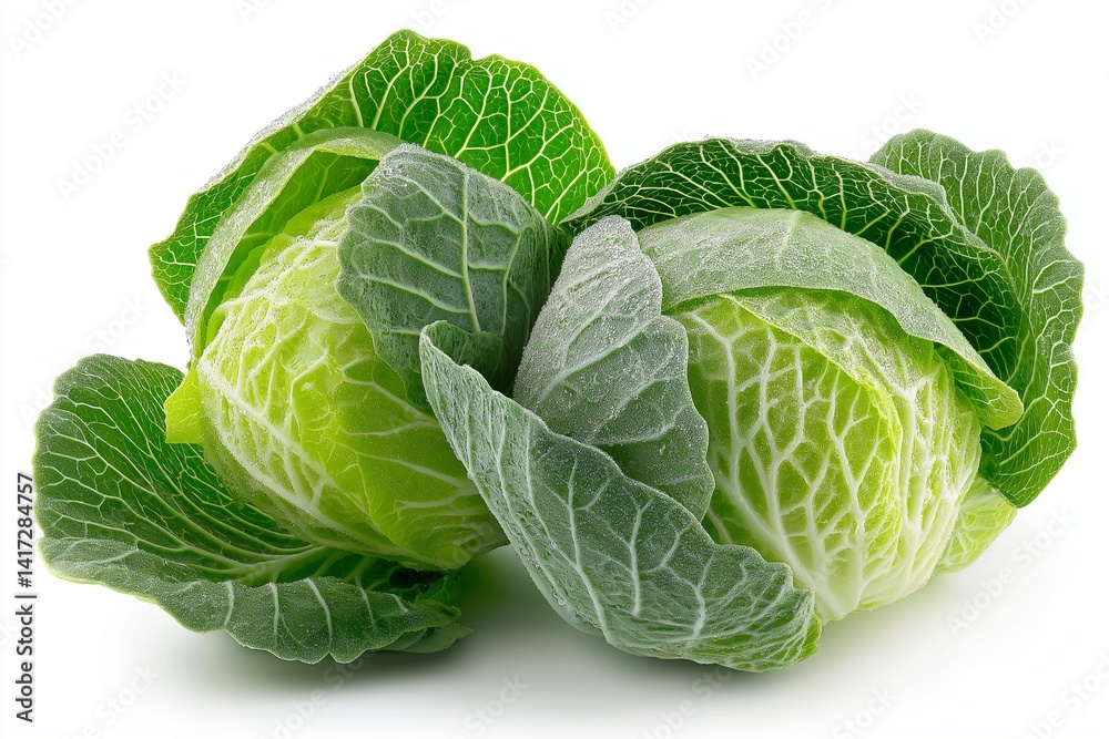 Fototapeta premium Two fresh cabbages isolated on white background
