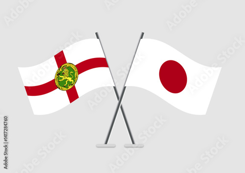 Alderney and Japan vector flags for global design concept