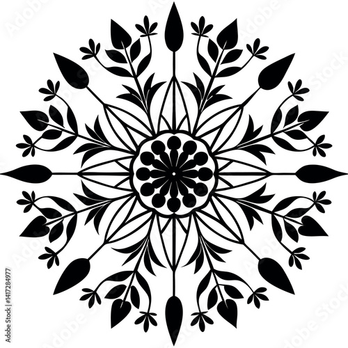 Mandala of wildflowers and herbs  