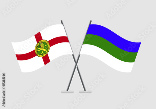 Alderney and Komi vector flags with equal height and style