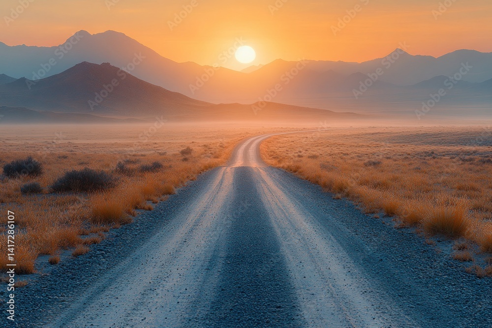 Fototapeta premium Dusty road at sunrise
