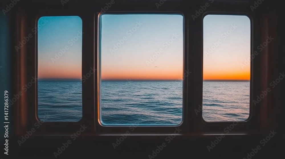 Ocean view from a ship's window