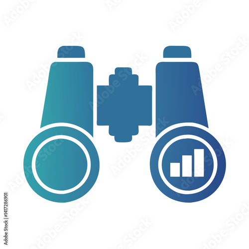 Strategic Market Analysis Binoculars Icon for Business Growth