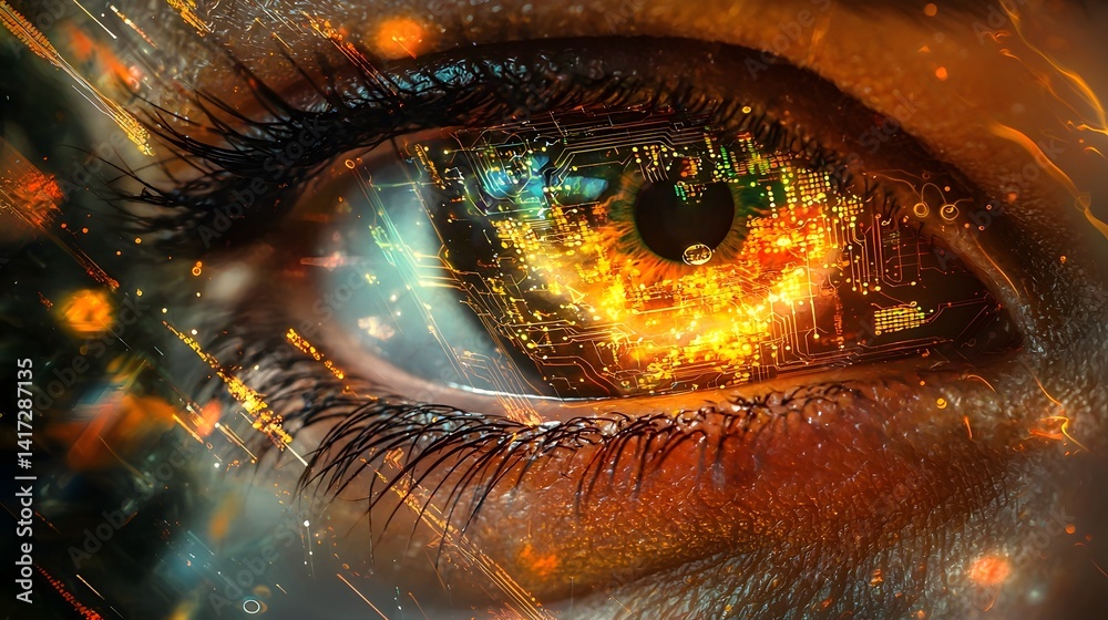 Digital Transformation Visualized in Vivid Eye Closeup Digital Transformation Visualized in Vivid Eye Closeup