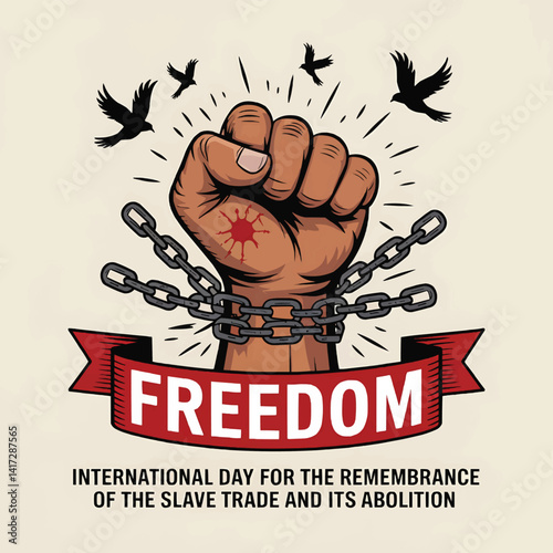 International day for remembrance of slave trade and its abolition freedom fist art