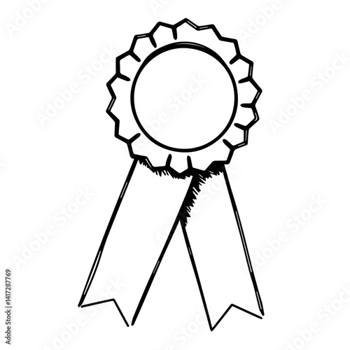 Award Ribbon Outline Illustration for Achievements  