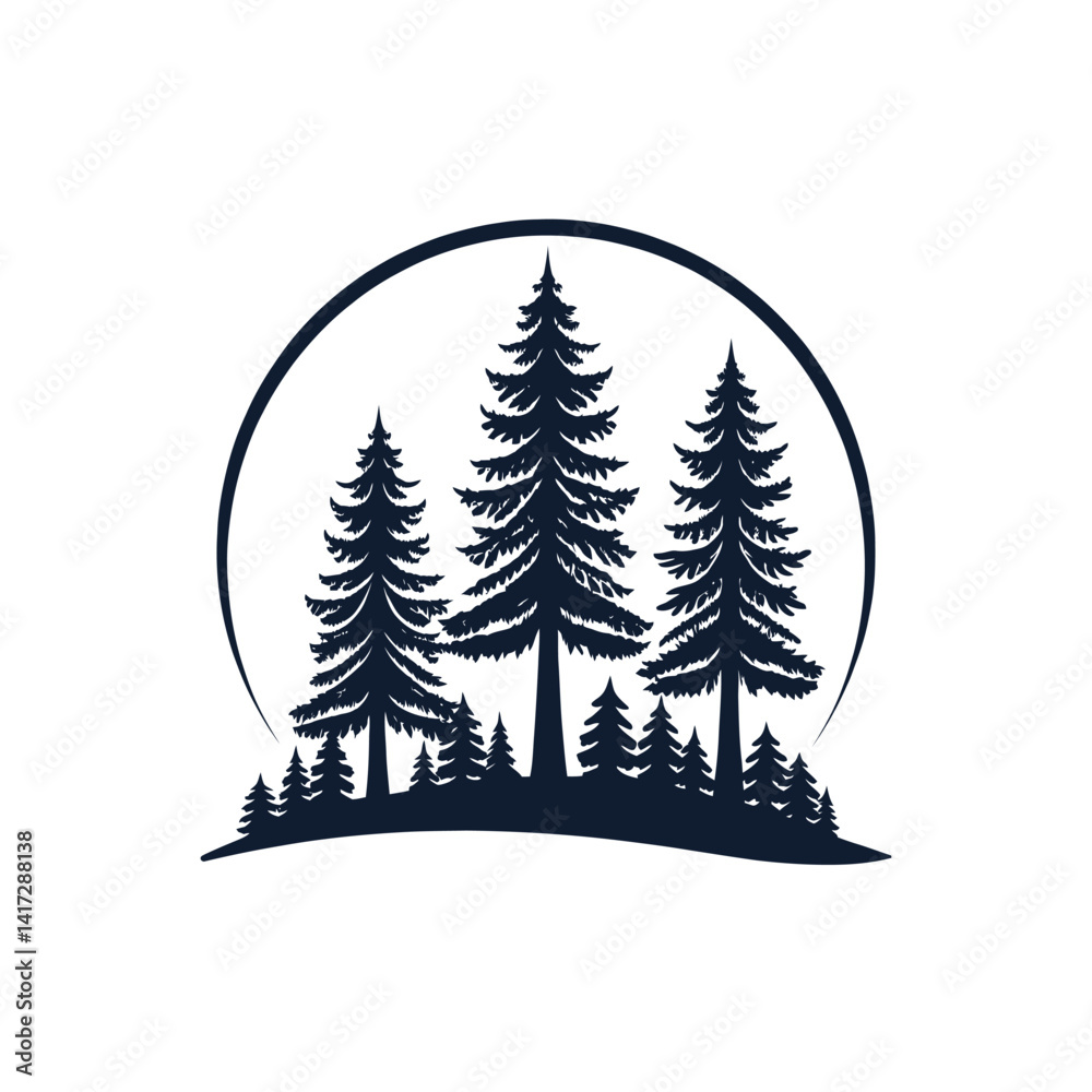 Fototapeta premium pine tree silhouette logo vector line art logo design