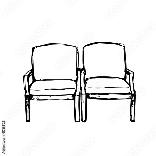 Two empty chairs sketch on a white background  