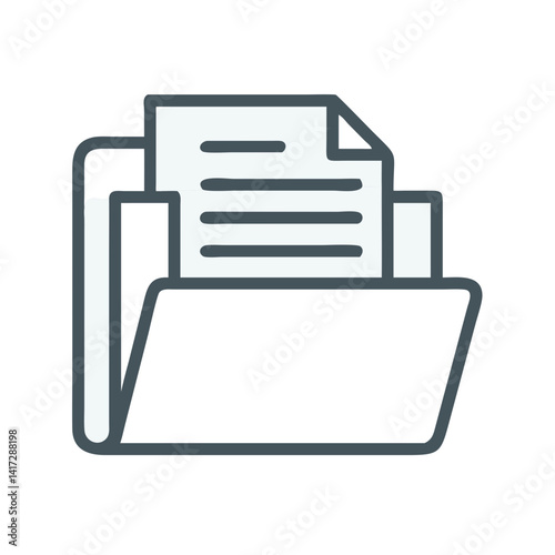 Folder icon with document on black background