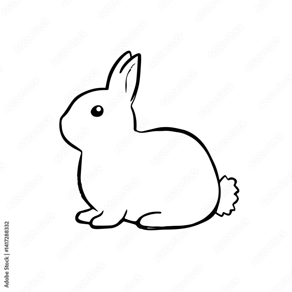 Simple outlined rabbit silhouette in a minimalistic style  