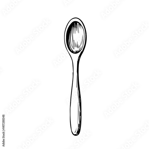 Detailed sketch of a spoon in black and white  