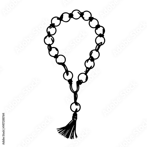 Stylish black bracelet with tassel on a minimalist background  