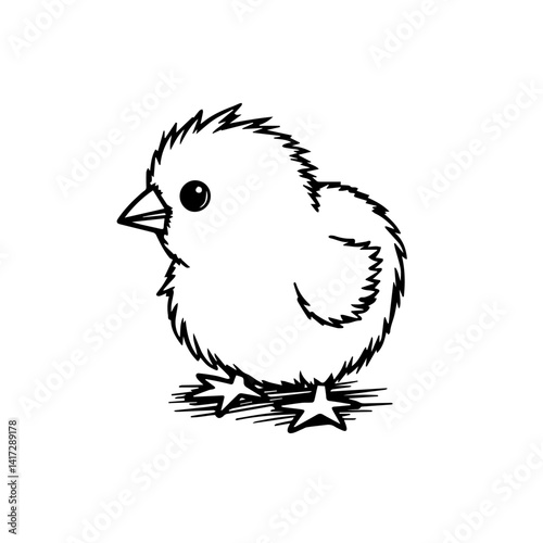 Cute Chick Illustrating Playfulness Against White Background  
