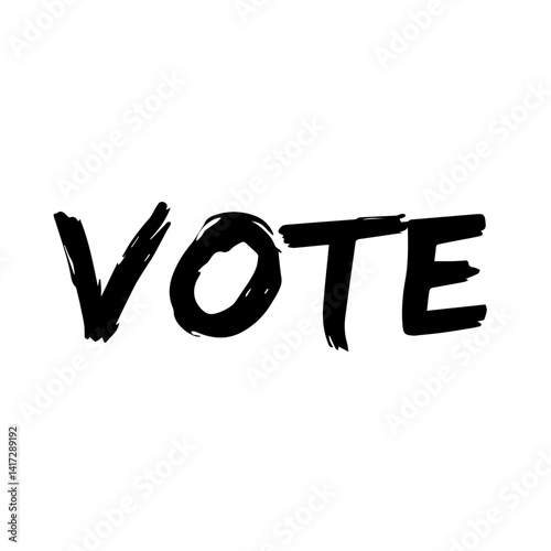 Vote typography with brush strokes on white background  