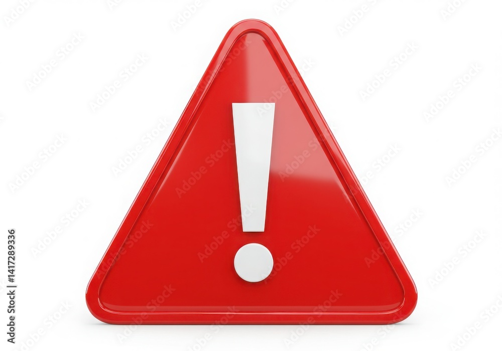 Red triangle warning sign exclamation on white background Red triangle warning sign exclamation on white background