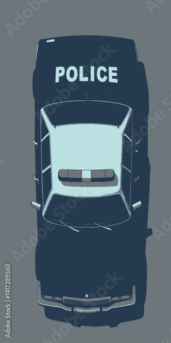 Cartoon Police Car Top-Down View