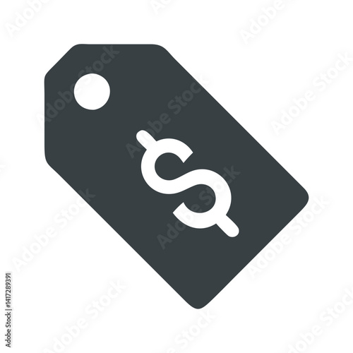 Dark Tag Icon with Dollar Sign Illustration
