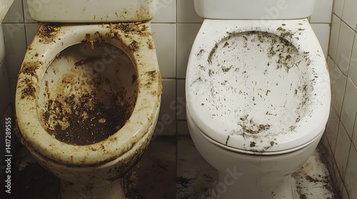 Contrasting Clean and Dirty Surfaces in a Conceptual Bathroom Hygiene Scene
