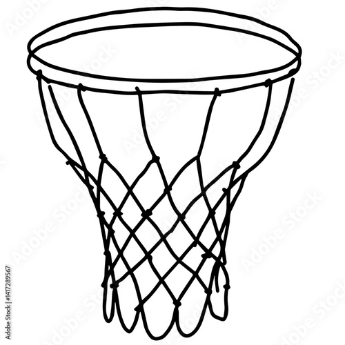 Simple basketball hoop drawing in black and white  
