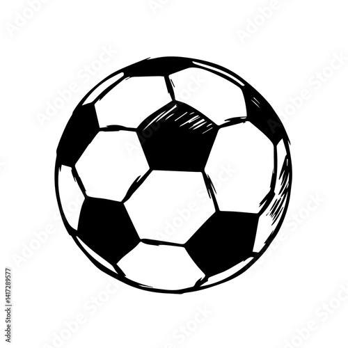 Soccer ball illustration in black and white style  