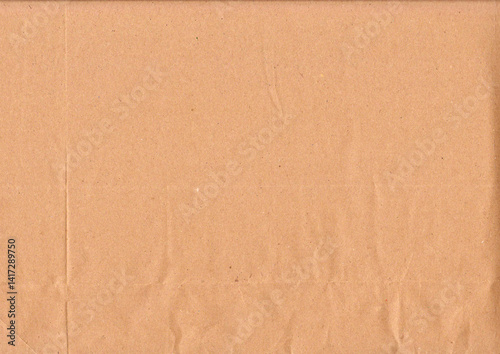Beige kraft paper texture background. Abstract textured backdrop with creases, stains, grain, dust particles. Empty abstract overlay background
