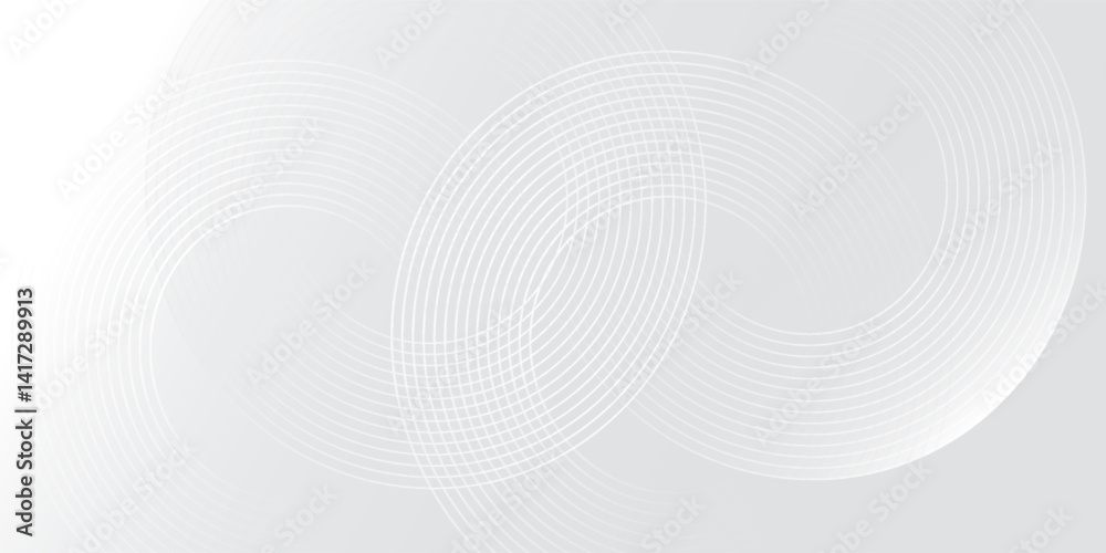 Naklejka premium Abstract white glowing geometric lines on gray background. Modern shiny blue circle lines pattern. Futuristic technology concept. Suit for cover, poster,
