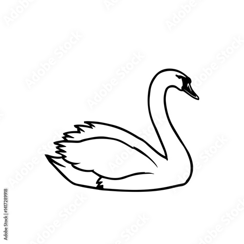 Elegant swan illustration swimming in a minimalist style  
