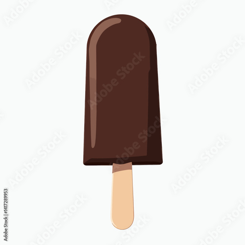 Chocolate popsicle with wooden stick, isolated