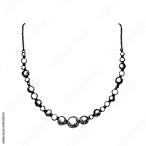 Wallpaper Mural Elegant pearl necklace illustration in black and white style -   Torontodigital.ca