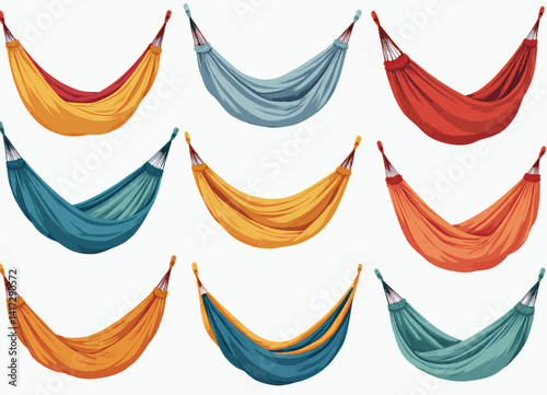 Colorful Hammocks Pattern on White Background