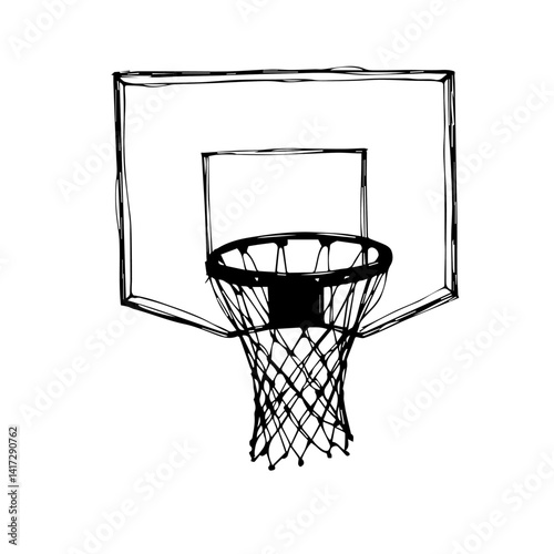 Basketball hoop sketch illustrating sports equipment  