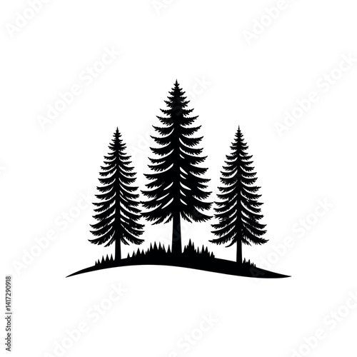 pine tree silhouette logo vector line art logo design