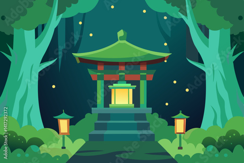 forest-shrine-in-magical-anime-universe