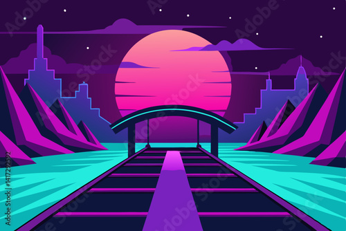 futuristic-bridge-over-neon-river---anime-theme 
