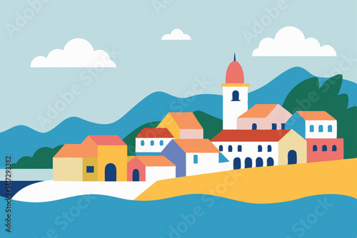 hand-drawn-illustration-of-coastal-town