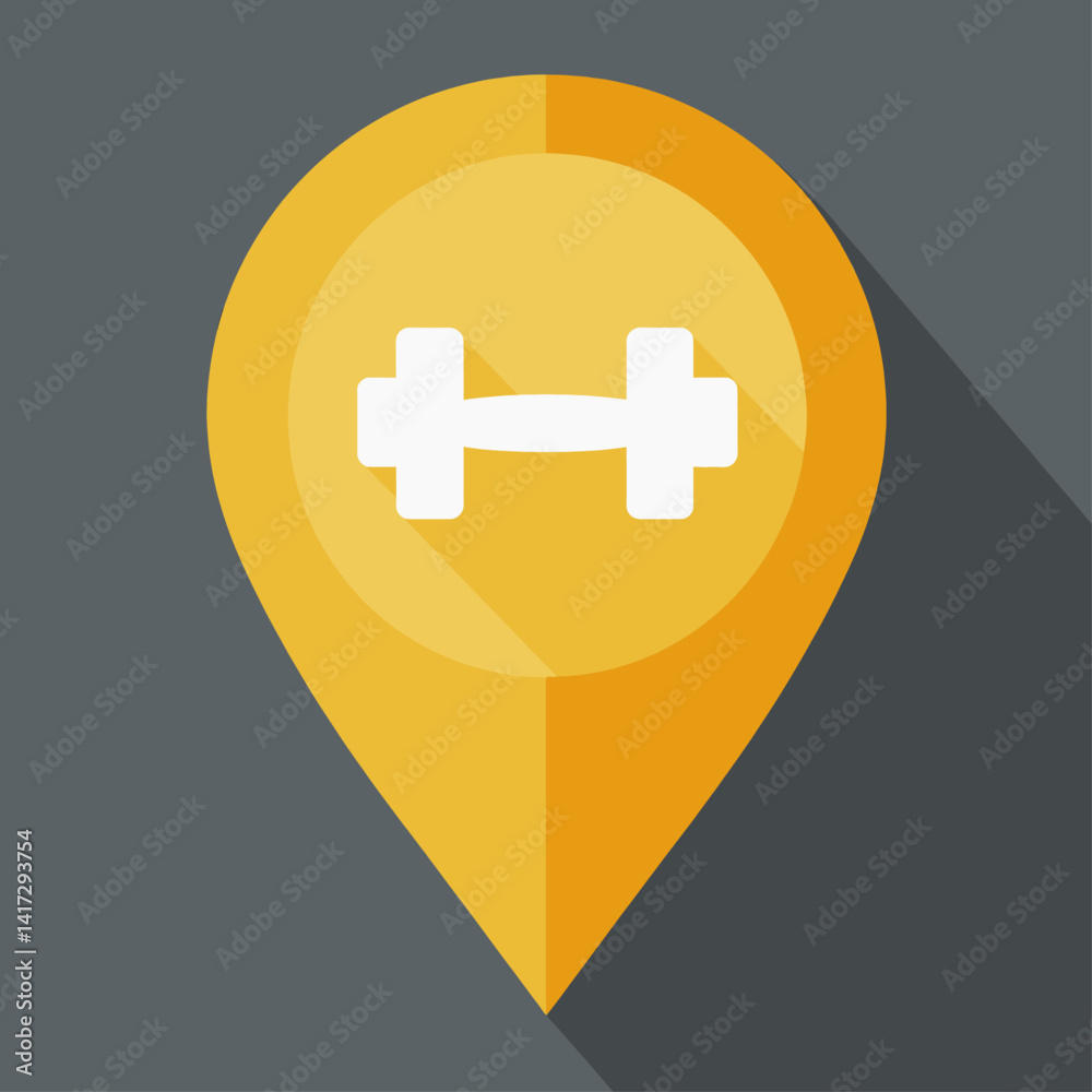 Obraz premium Gym Location Pointer with Dumbbell Icon
