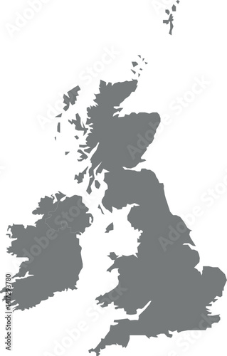 United Kingdom Silhouette Map – Great Britain and Ireland Vector Illustration