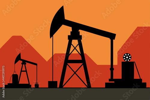 industrial-pumpjack-vector-scene