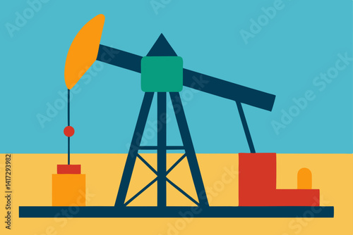 industrial-pumpjack-vector-scene