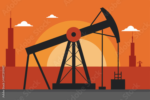 industrial-pumpjack-vector-scene