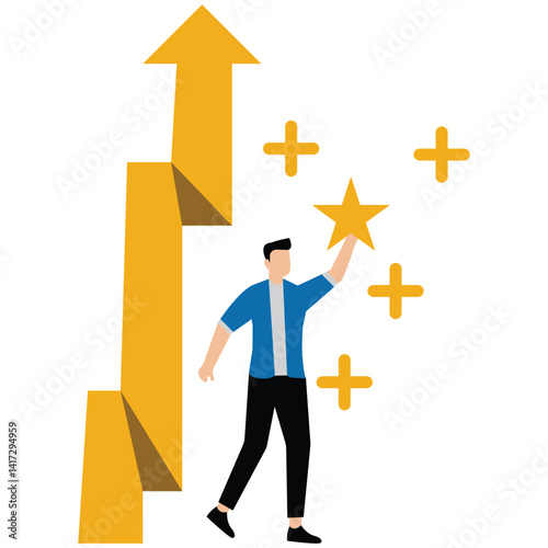 Businessman hold star value with plus sign representing value added growth