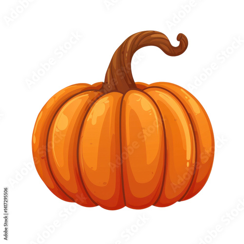 Obraz na płótnie vibrant orange pumpkin with curved stem, showcasing its smooth texture and rounded shape, perfect for autumn decorations and Halloween themes w salonie